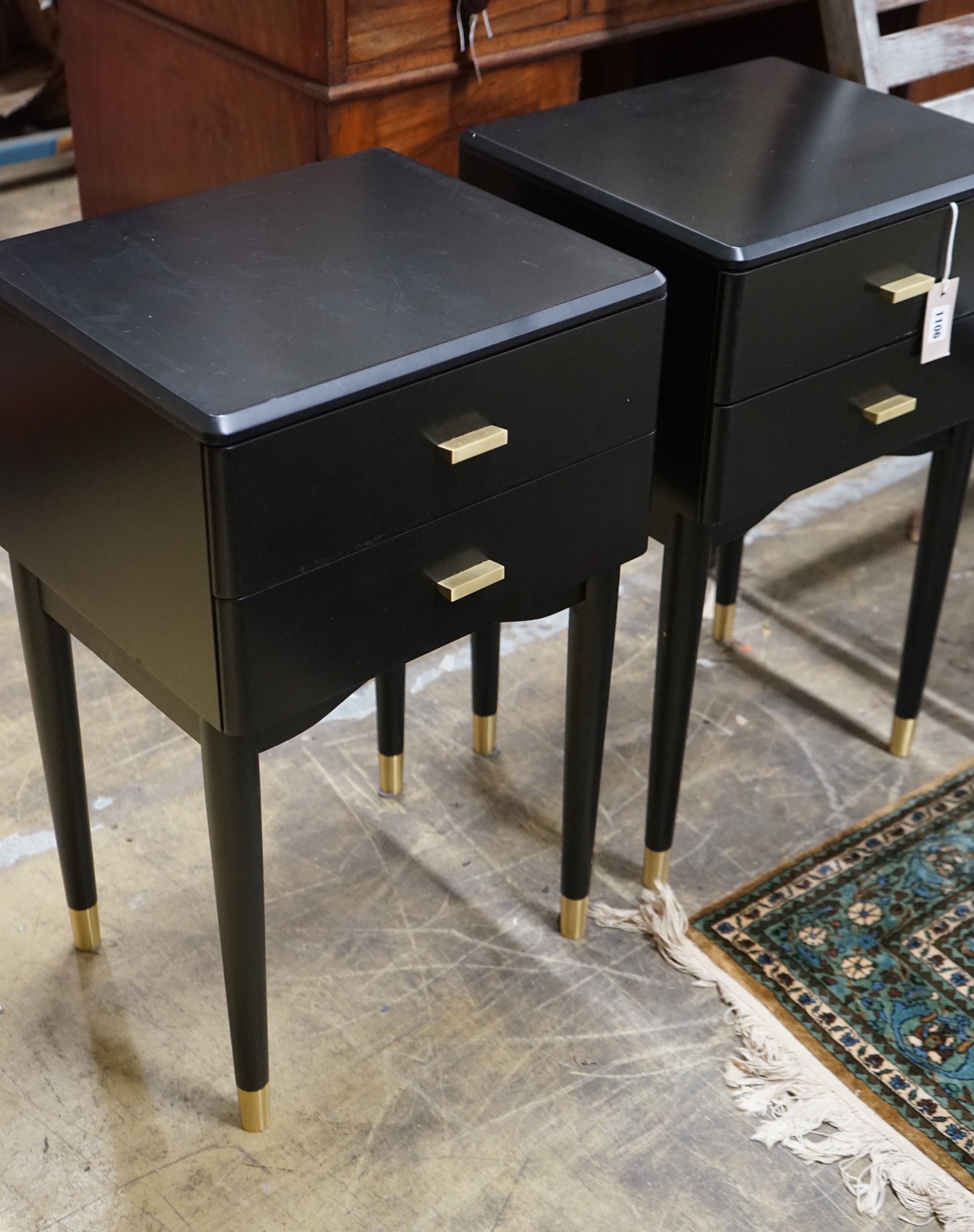 A pair of contemporary two drawer bedside tables, width 40cm, depth 35cm, height 67cm